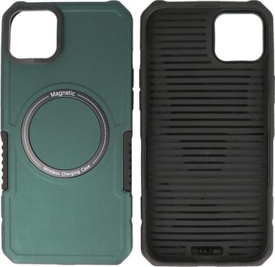 Hoesje Geschikt voor de iPhone 14 Plus - Schokbestendige Telefoonhoesje Geschikt voor MagSafe - Donker Groen
