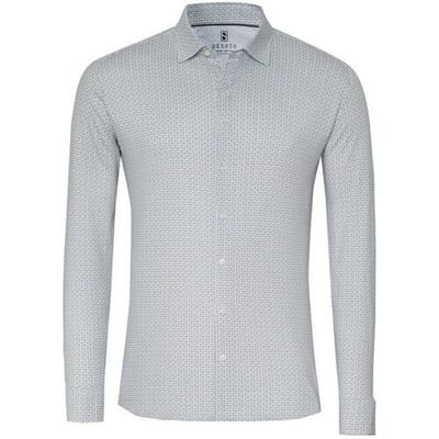 Desoto Overhemd Allover Minimal Pattern Casual Kent Wit-Groen / male