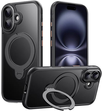 Hoesje met Ringhouder geschikt voor iPhone 17 - Geschikt voor MagSafe - 360° Kickstand - Shockproof – Zwart