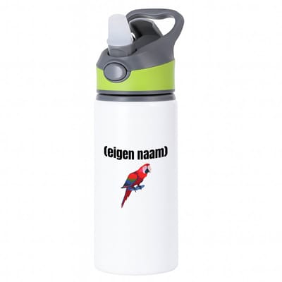 Hacebo® - papegaai met eigen naam waterfles met rietje groen - Papegaai - papegaai liefhebbers - iemand die houdt van papegaaien - verjaardag - cadeau - kado - water fles - 650ML