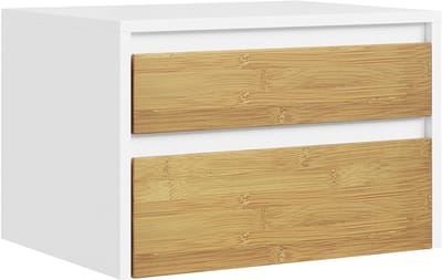 SoBuy FBT175-E-WN - Nachtkastje - Wit - 2 Laden - Push-to-Open - 40x29x25 cm | FBT175-E-WN