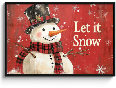 Poster in lijst - Fotolijst 120x80 cm - Posters - Sneeuwpret - Winter - Sneeuwpop - Posterlijst zwart - Decoratie - Wanddecoratie woonkamer - Muurdecoratie slaapkamer