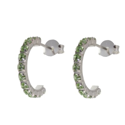 Behave – Oorbellen – 925 Sterling Zilveren Oorringen met Licht Groene Kristal steentjes
