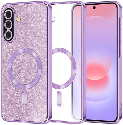 Hoesje geschikt voor Samsung Galaxy A37 - Techsuit Luxury Glitter Back Cover - Geschikt voor MagSafe - Lichtpaars
