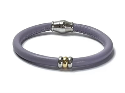 NIEUW! Jolla - dames armband zilver - leer - magneetsluiting - bedels - tweekleurig - Single Ladies - Paars