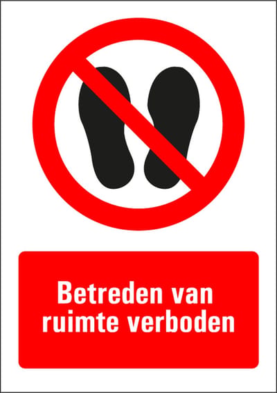 Betreden van ruimte verboden tekststicker 297 x 210 mm (A4)