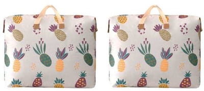 Opbergzakken voor donsdekens, 2-pack 120L, geschikt voor het opbergen van dekbedden, kleding, jassen, dekens, jassen en donsdekens (ananaskleur).