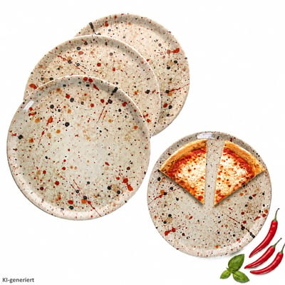 4er Set Pizzateller GRANITO Ø31,5cm aus Porzellan – 165307