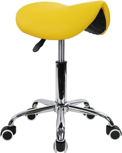DYNA® Zadelkruk - Zadelkruk Op Wielen - Tabouret - Geel - 48cm x 48cm x 45cm