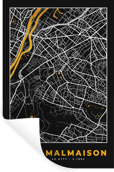Muurstickers - Sticker Folie - Rueil-Malmaison – Plattegrond – Frankrijk – Kaart – Stadskaart - 20x30 cm - Plakfolie - Muurstickers Kinderkamer - Zelfklevend Behang - Zelfklevend behangpapier - Stickerfolie