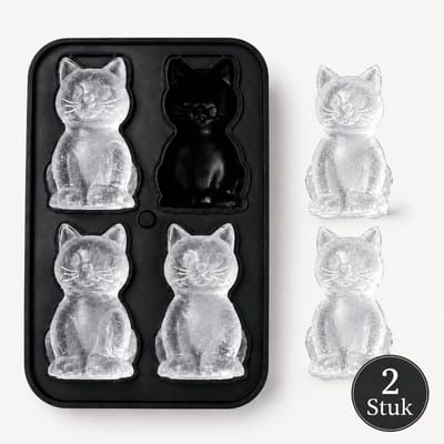 Sercano IJsblokjesvorm – 2 Stuk – Whisky & Cocktails – 4 Roos IJsblokjes – BPA-vrij Siliconen & Stapelbaar – Romantisch Cadeau – Zwart