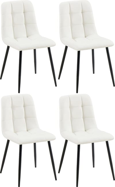 CLP Antibes Set van 4 Eetkamerstoelen - Zonder armleuning - Metaal frame - Kunstleer/wit