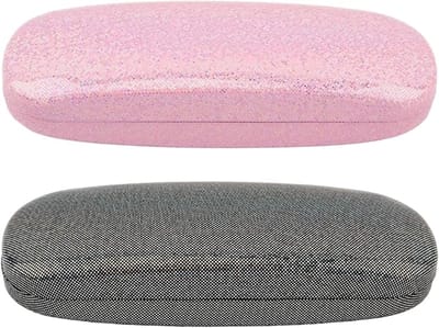 Brillenkoker - 2 Stuks - 16 X 3 X 6 Cm - Brillenkoker Hard Case - Harde Brillenkoker - Draagbare - Handige Opberger - Brillen Hoes - Brillendoos - Vrouwen En Kinderen - Geschikt Voor Middelgrote of Grote Glazen - Roze, Zwart