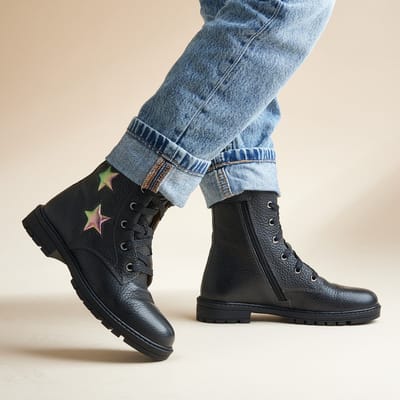 Muyters Veterboots zwart Leer - Maat 25 - Kinderschoenen
