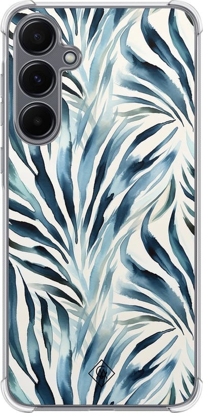 Casimoda® hoesje - Geschikt voor Samsung Galaxy A35 5G - Japandi Waves - Shockproof case - Extra sterk - TPU/polycarbonaat - Blauw, Transparant