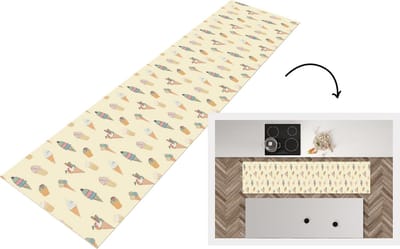 Keukenloper - Loper keuken - Patronen - IJs - Zomer - 200x50 cm - Keukenloper vinyl