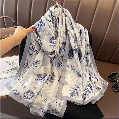 180*90cm Luxe Dames Zomer Zijden Sjaals Sjaals Dames Wraps Zachte Vrouwelijke Geometrische Strand Stola Bandana Foulard Sjaal gray