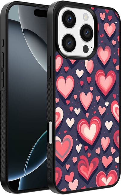 Smartphonica Telefoonhoesje Geschikt voor iPhone 16 Pro Max met Hartjes Opdruk - TPU Backcover Case With Heart Design geschikt voor iPhone 16 Pro Max