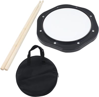 Stille Drumpad - Oefen Drum - Muziek Leren - Premium Geluidsreductie - 10 Inch - Wit Zwart