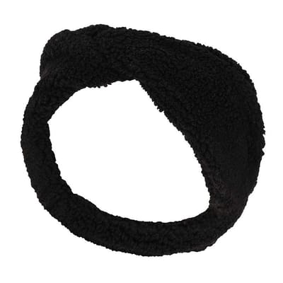 Sarlini - Haarband dames - Teddy Wol - One Size - Zwart