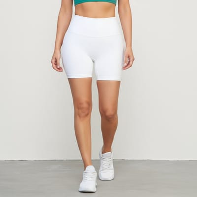 Dames zomer yogashort-hoog taille-elastisch-heupvormend-huidvriendelijk fitnesskleding——Wit, S