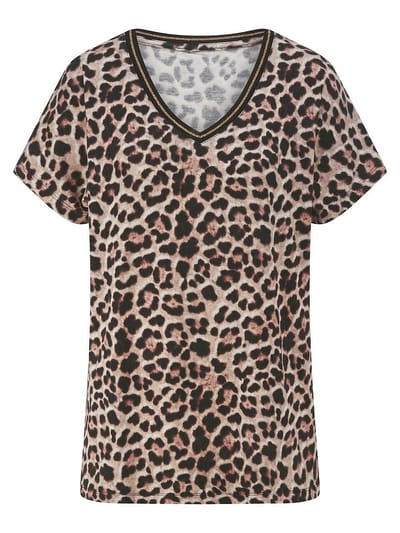 Shirt V-hals Van Emilia Lay beige