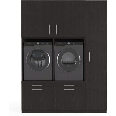 Wasophoogte® Wasmachine Kast Barcelona - Wasmachine verhoger - Wasmachine ombouw - 700(D)*1780(B)*2350(H) mm - Zwart