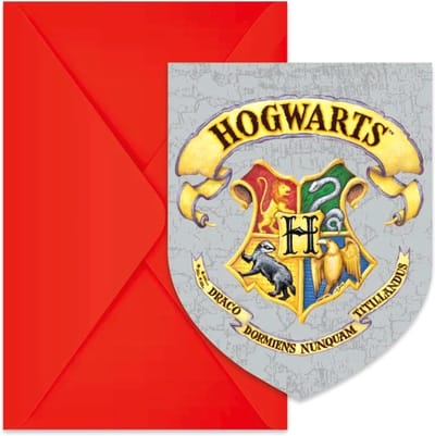 Harry Potter Poudlard uitnodigingen - 6 stuks - Hogwarts - 9,5 x 14,5 cm /Kinderfeestje