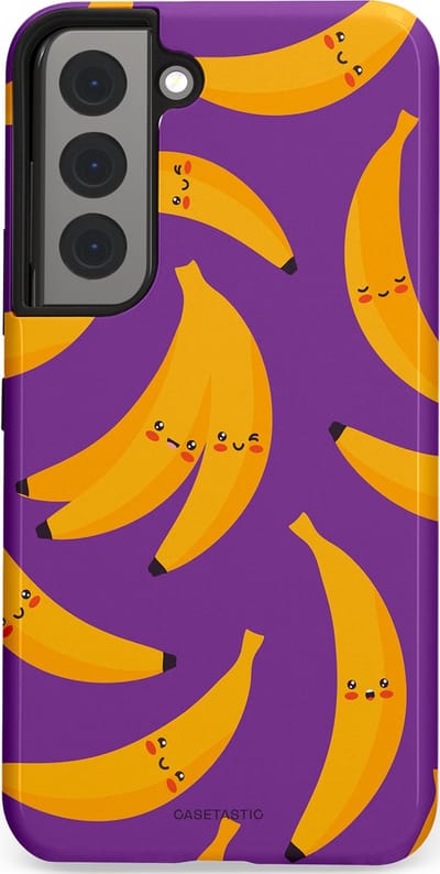 Casetastic Hoesje Geschikt voor Samsung S22 - Stijlvolle Beschermende Duo-layer Case - Kawaii Bananen