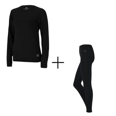 Thermoset dames - Zwart - Legging en T-shirt - Zwart / S/M