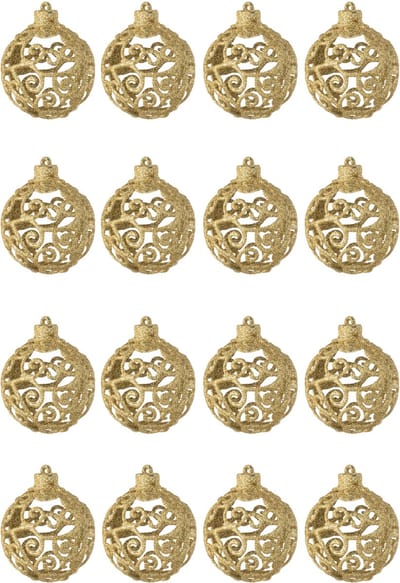 J-Line kerstbal Barok - kunststof - goud - doos van 16