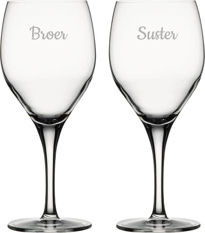 Gegraveerde Rode wijnglas 42,5cl Broer-Suster