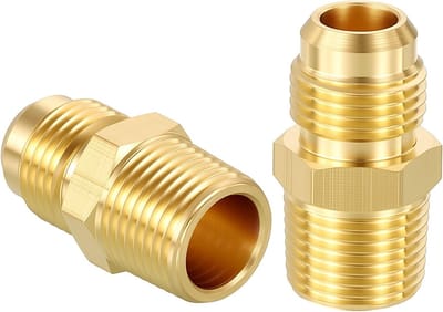 Messing Pijpfittingen Set van 2, 3/8" Mannelijke Flare naar 3/8" Mannelijke NPT Reducer voor Verbinding en Installatie