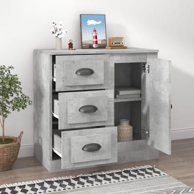 vidaXL - Dressoir - 70x35,5x67,5 - cm - bewerkt - hout - betongrijs