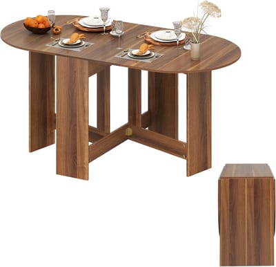 Inklapbare Eettafel voor 4-7 Personen - Ovale Houten Klaptafel voor Keuken en Woonkamer - Ruimtebesparend en Functioneel