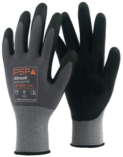 1 paar - Werkhandschoenen PSP 10-570 Allround Nitrile Foam Plus, Zwart (per paar), maat 05 / XXS