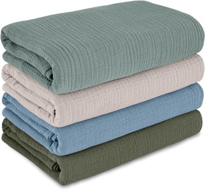 Set van 4 Hydrofiele Luiers Katoen - Kruikenzak & Baby Swaddle 95x100 cm