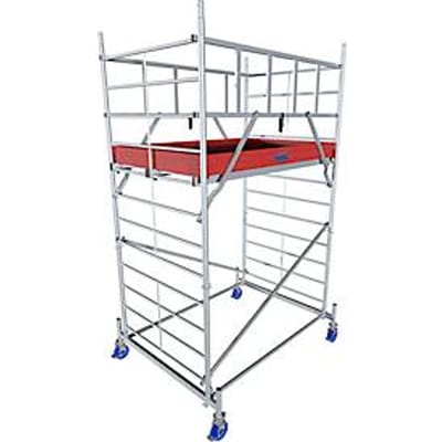 Krause ProTec XXL aluminium rolsteiger, 200 kg/m², TÜV-gekeurd, geremde wielen, L 2000 x B 1400 x H 4300 mm