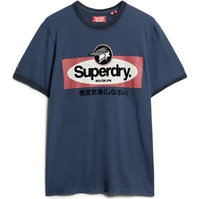 Superdry - Workwear T-shirt met Core-logo en contrasterende bies - Heren - T-shirts