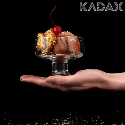 Kadax IJsbekerset, ijsschalen, dessertglazen met voet voor ijs, desserts, fruit, voorgerechten, cocktails, 6 stuks, 180 ml