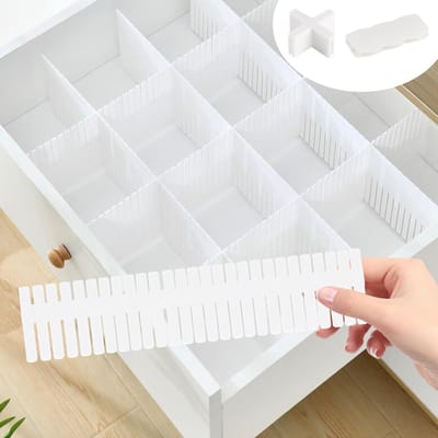 Verstelbare ladeverdeler set van 24 stuks voor keuken, kantoor en badkamer - Organiseer sokken, ondergoed en meer met handige lade-inserts van 32x7cm