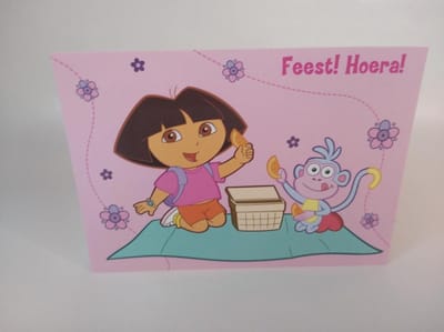 Set van 18 Dora wenskaarten verjaardag ! Hoera feest - uitnodigen - Enkele kaart