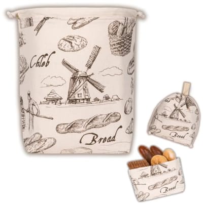 Broodzak 3-in-1 voor het bewaren en vers houden van brood - Stoffen broodmand en broodtrommel 32 x 35 cm
