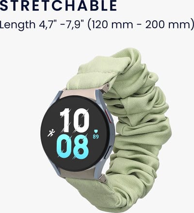 kwmobile elastisch bandje voor smartwatch - geschikt voor Samsung Galaxy Watch 4 / 5 / 6 Galaxy Watch 7 / FE - Horlogebandje van katoen - In pastelgroen