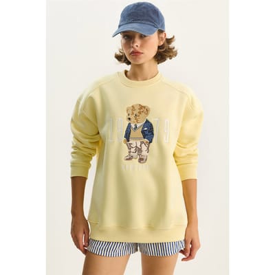 Ontspannen Pasvorm Gedrukt Ronde Hals Sweatshirt
