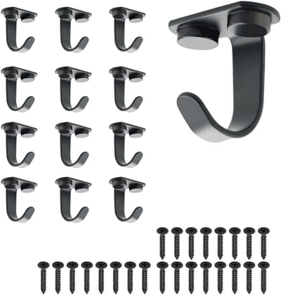 Dailygoods- Plafondhaken Zwart - 12 Stuks - Roestvrij Staal - Zware Wandmontage - Duurzaam - Voor Planten/Bekers - Ophanghaken