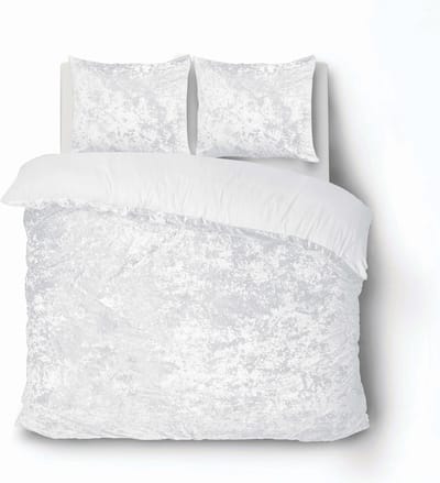 iSleep Dekbedovertrek Crushed Velvet - Litsjumeaux - 240x200/220 cm - Wit