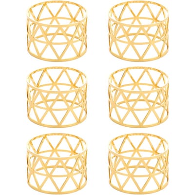 Pak van 6 Kerst Servetringen Gouden Metalen Servetring Servetgespen voor Bruiloftsfeest Diner beige