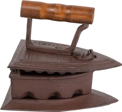 Decoratief strijkijzer - Gietijzeren object - Huis decoreren - Handgemaakt design - 19 cm lengte - Antiek grijs