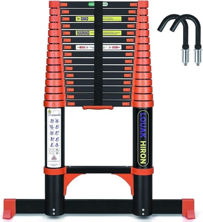 Telescopische ladder - 4,7 m - uittrekbare ladder - vouwladder - staande ladder - antislip - van hoogwaardig aluminium - multifunctionele ladder - huishoudladder